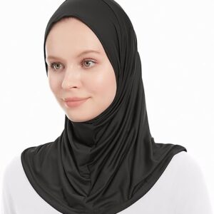 Plain Ready To Wear Amira Hijab for Women - Muslim Instant Amira Jersey Scarf – Soft Muslim One Piece Instant Hijab Headscarf