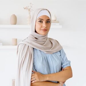 PHOGARY 4 Pcs Women Hijab Undercap, Islamic Muslim Under Hijab Cap Inner Under Scarf Hat Turban with Tie Back Closure