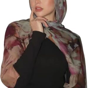 ZGMYC Watercolour Floral Printed Hijab Scarf for Women Soft Modal Cotton Instant Hijab Head Wraps Shawls Long Scarves